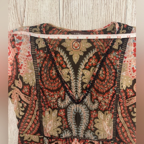 Anthropologie Ranna Gill 6 ‘Joss Kimono Dress’ Mini V-Neck BOHO Festival Paisley - Picture 7 of 14
